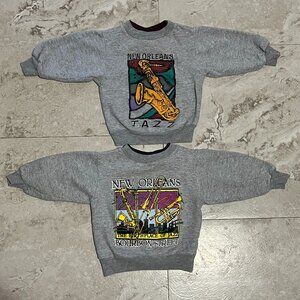 Lot of 2 Vintage LA FLAME New Orleans Jazz Youth XS Sweatshirts Bourbon Street